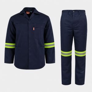 Navy Blue 2-Piece Conti-Suit Overall with Reflective Tape Adult