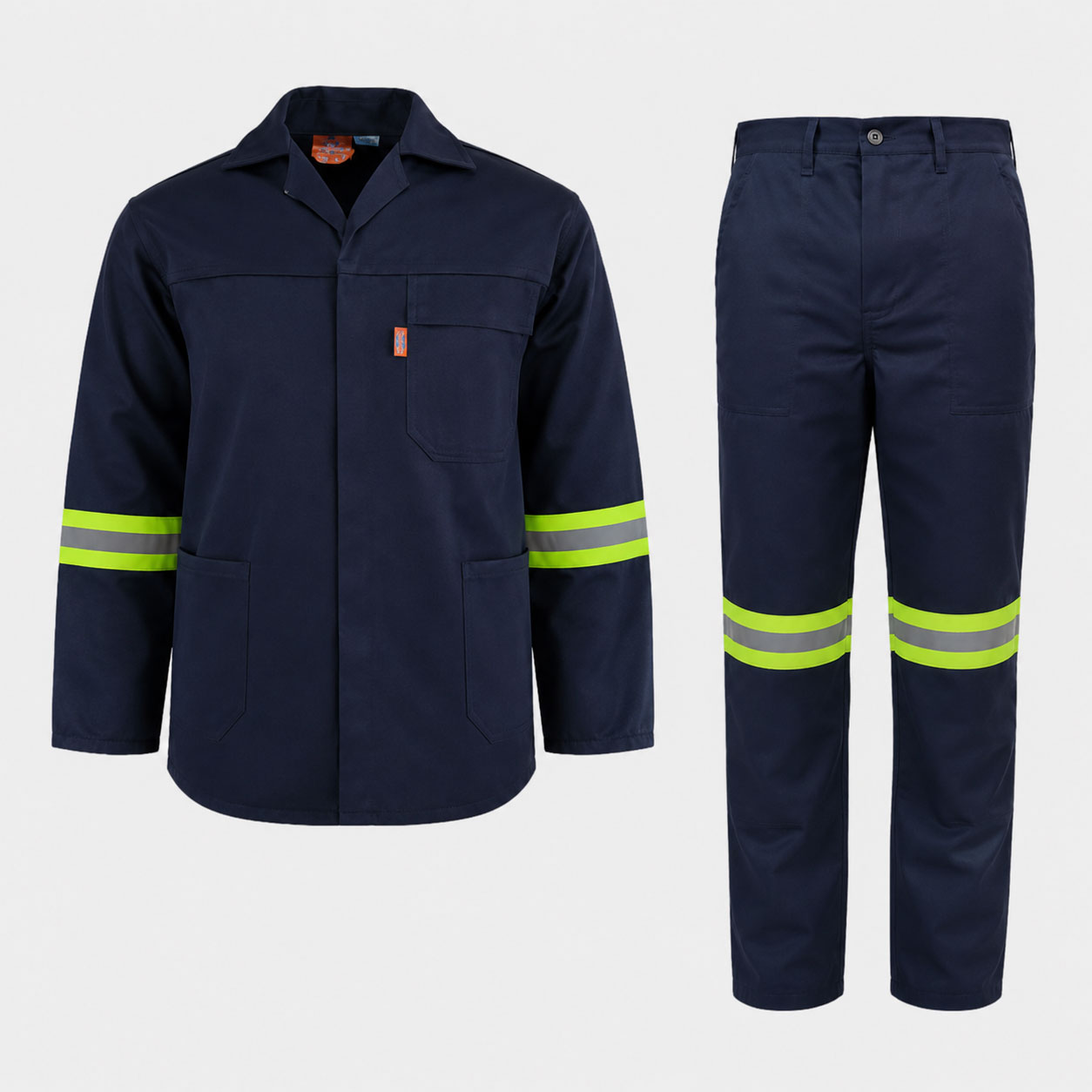 Navy Blue 2-Piece Conti-Suit Overall with Reflective Tape Adult