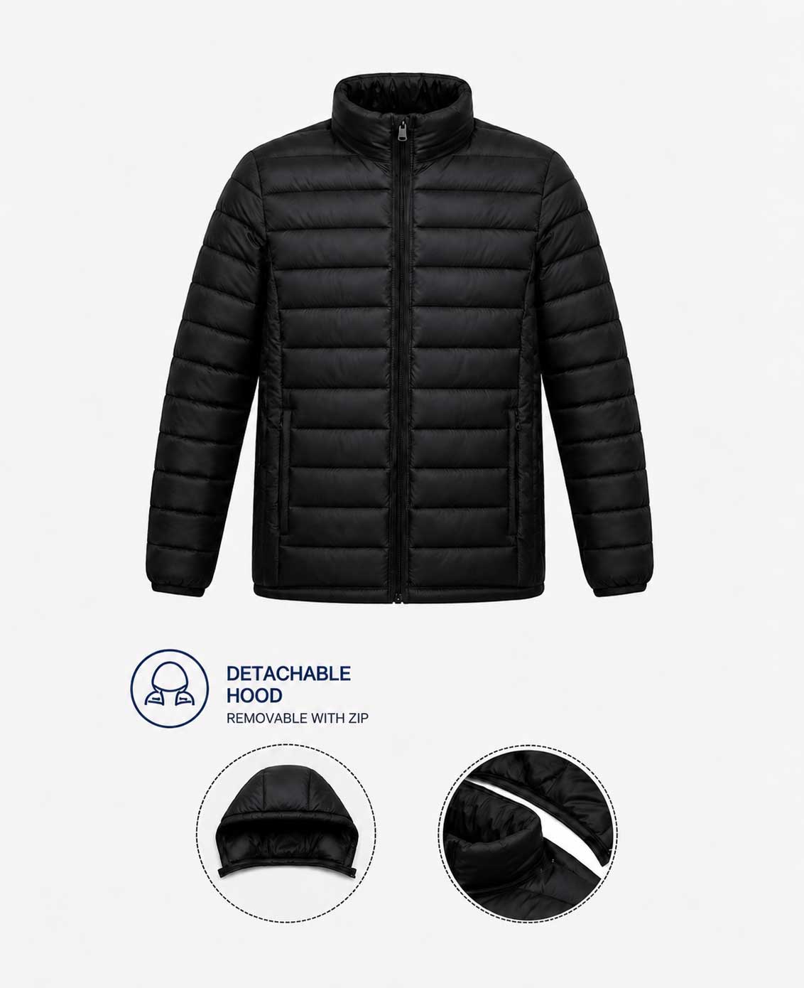 Black Adult Puffer Jacket ±300g