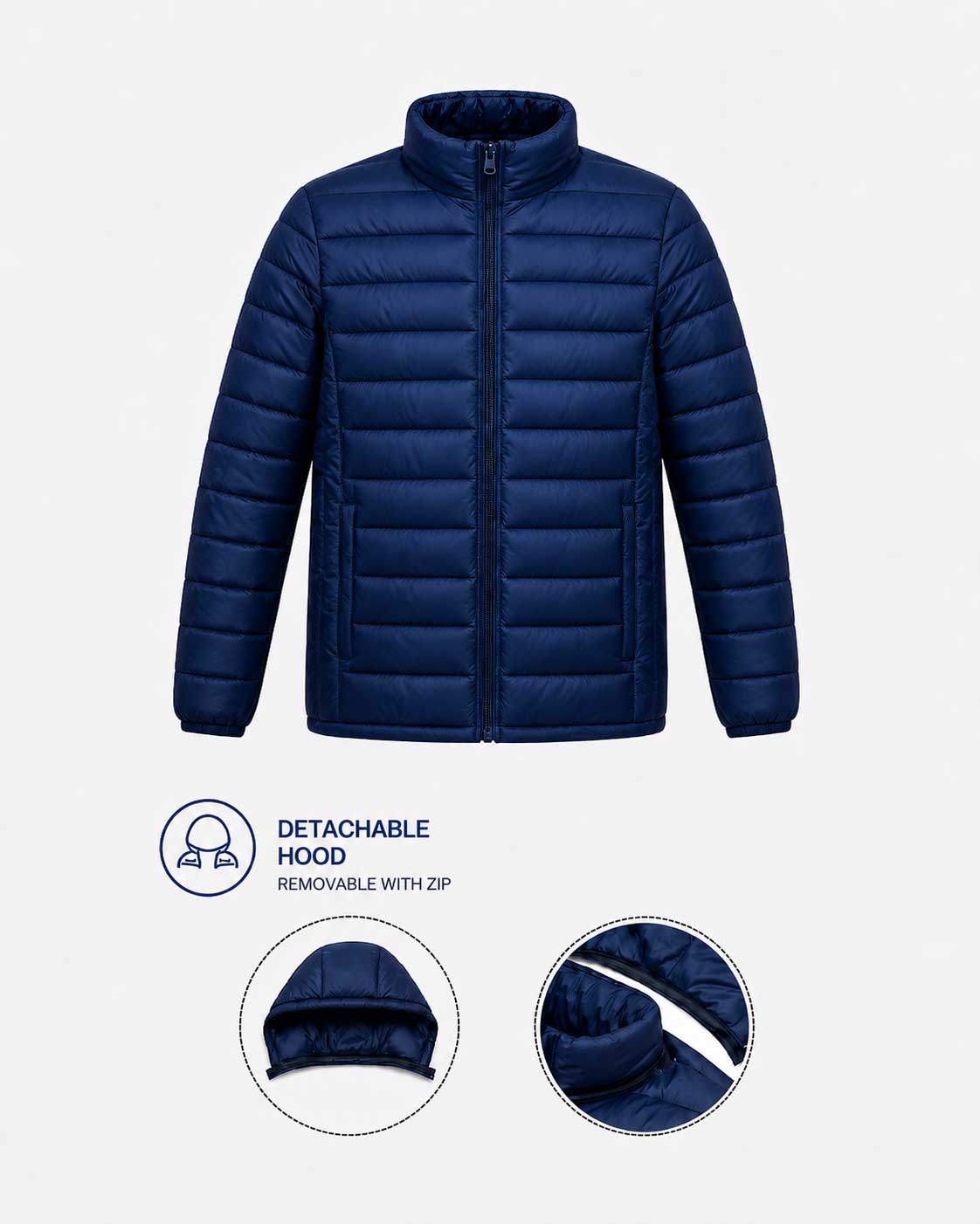 Navy Blue Adult Puffer Jacket ±300g