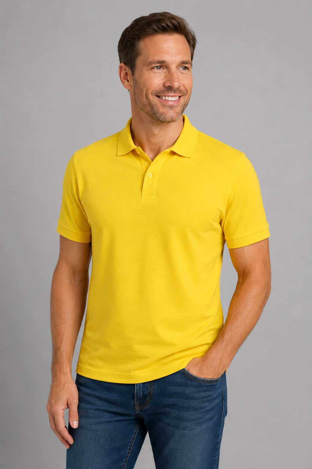 Yellow Adult Basic Piqué Golfer ±200g